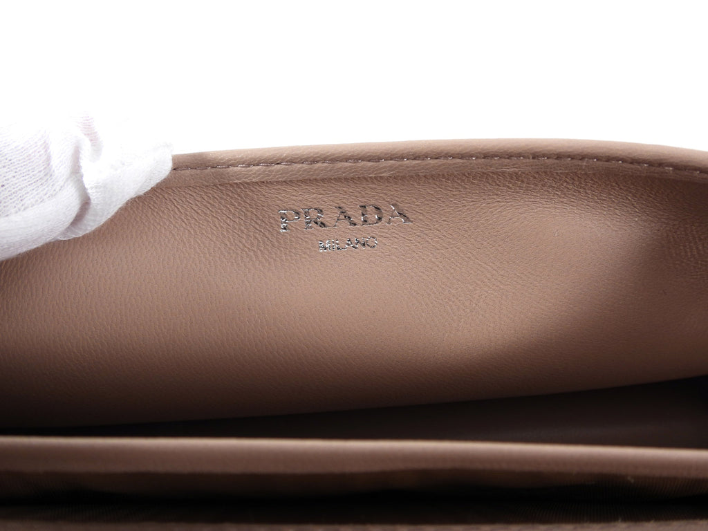 Prada Mini Nude Leather Gaufre Pleat Wallet on Chain