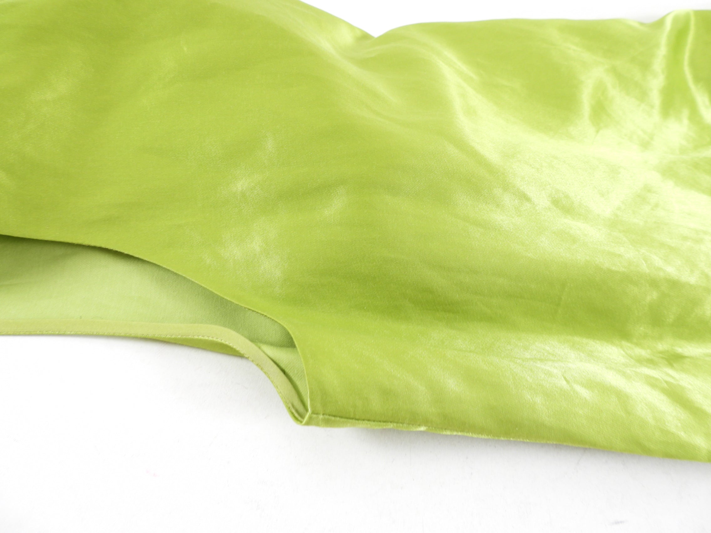 Prada Lime Green Satin Shift Dress with Triangle Logo - M (8)