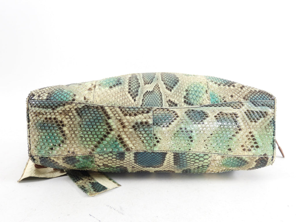 Prada Green Python Snakeskin Large Shoulder Bag