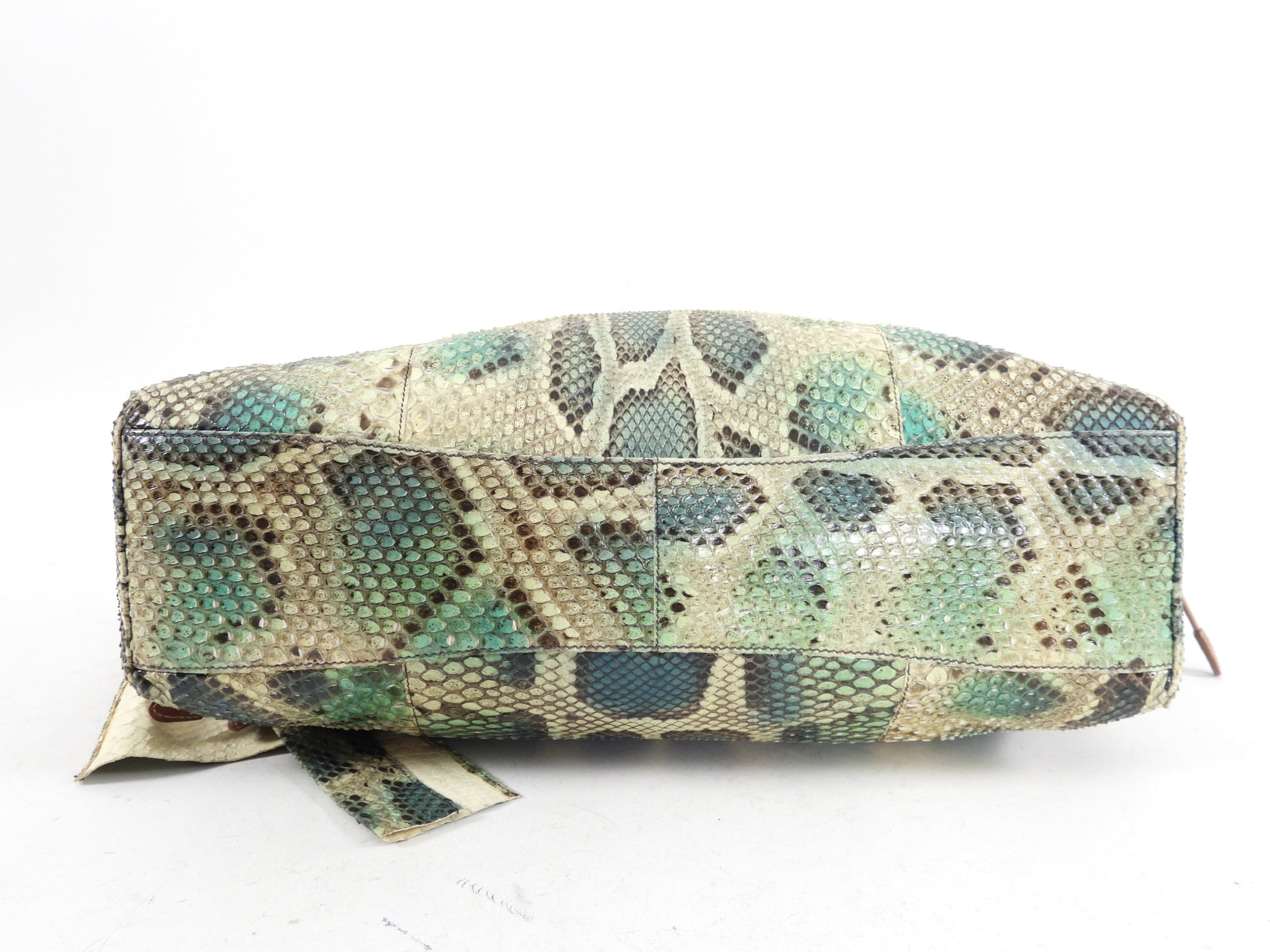 Prada Green Python Snakeskin Large Shoulder Bag