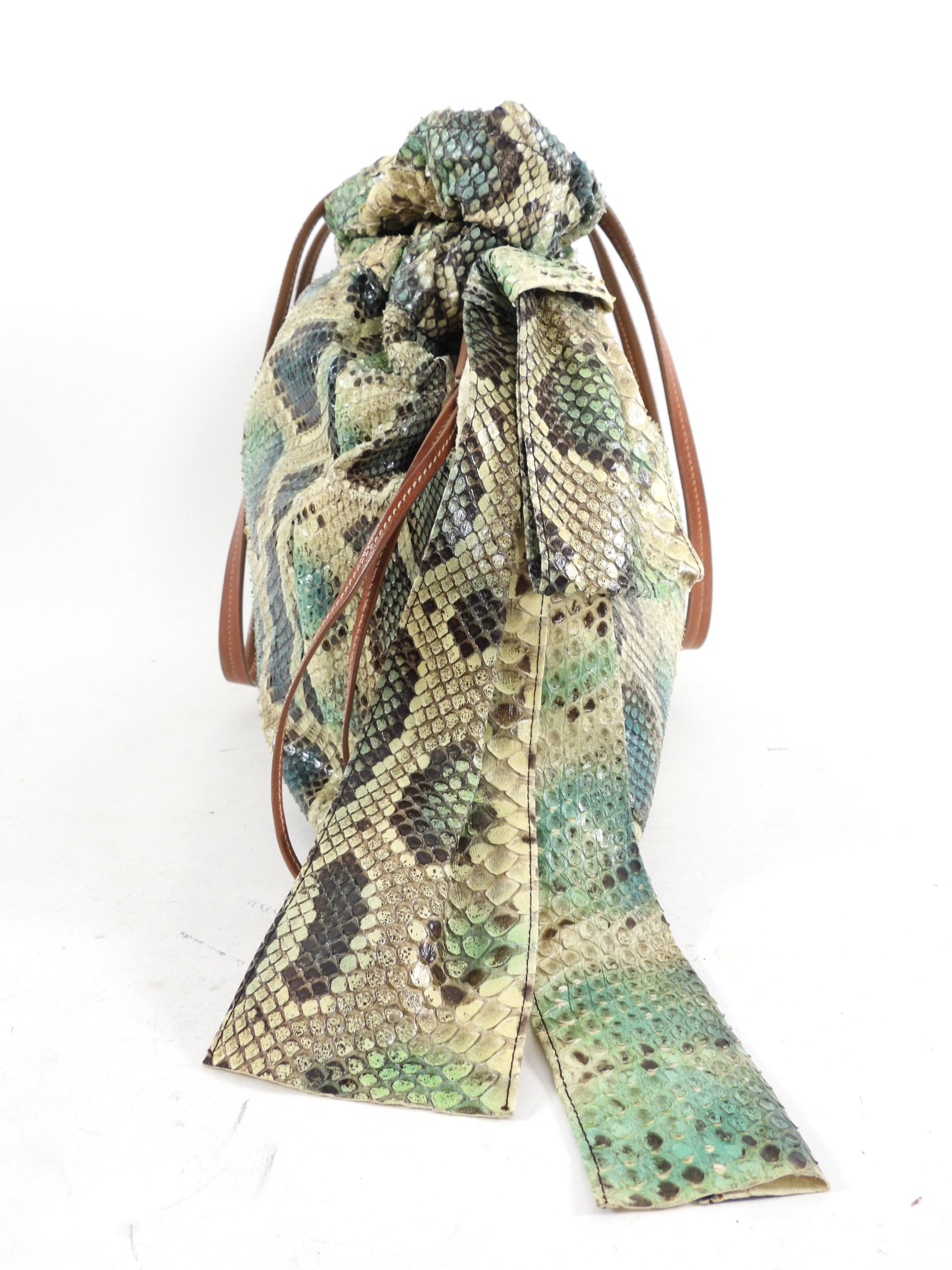 Prada Green Python Snakeskin Large Shoulder Bag