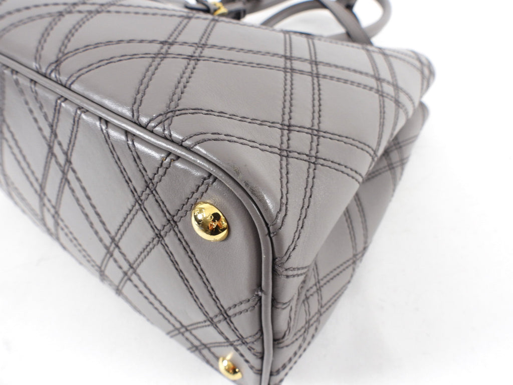 Prada Gray Argilla Diamond Quilt Two-Way Tote Bag