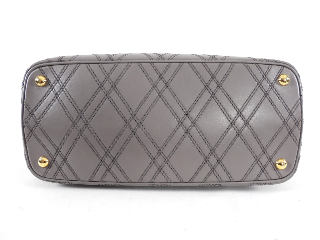 Prada Gray Argilla Diamond Quilt Two-Way Tote Bag