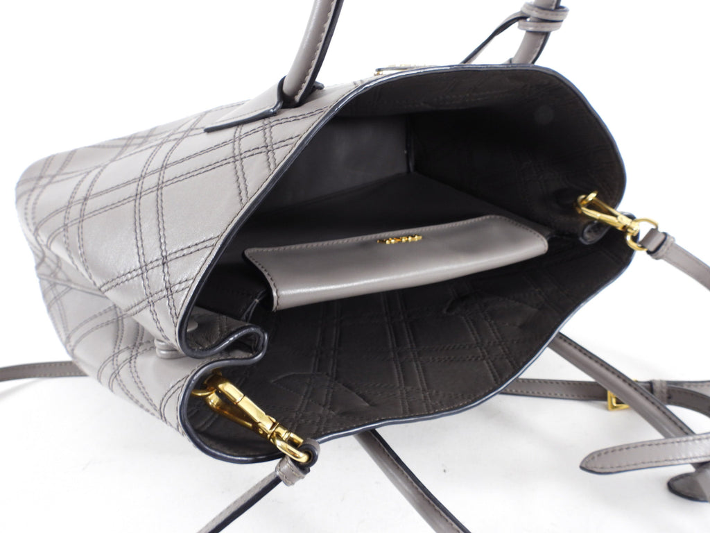 Prada Gray Argilla Diamond Quilt Two-Way Tote Bag