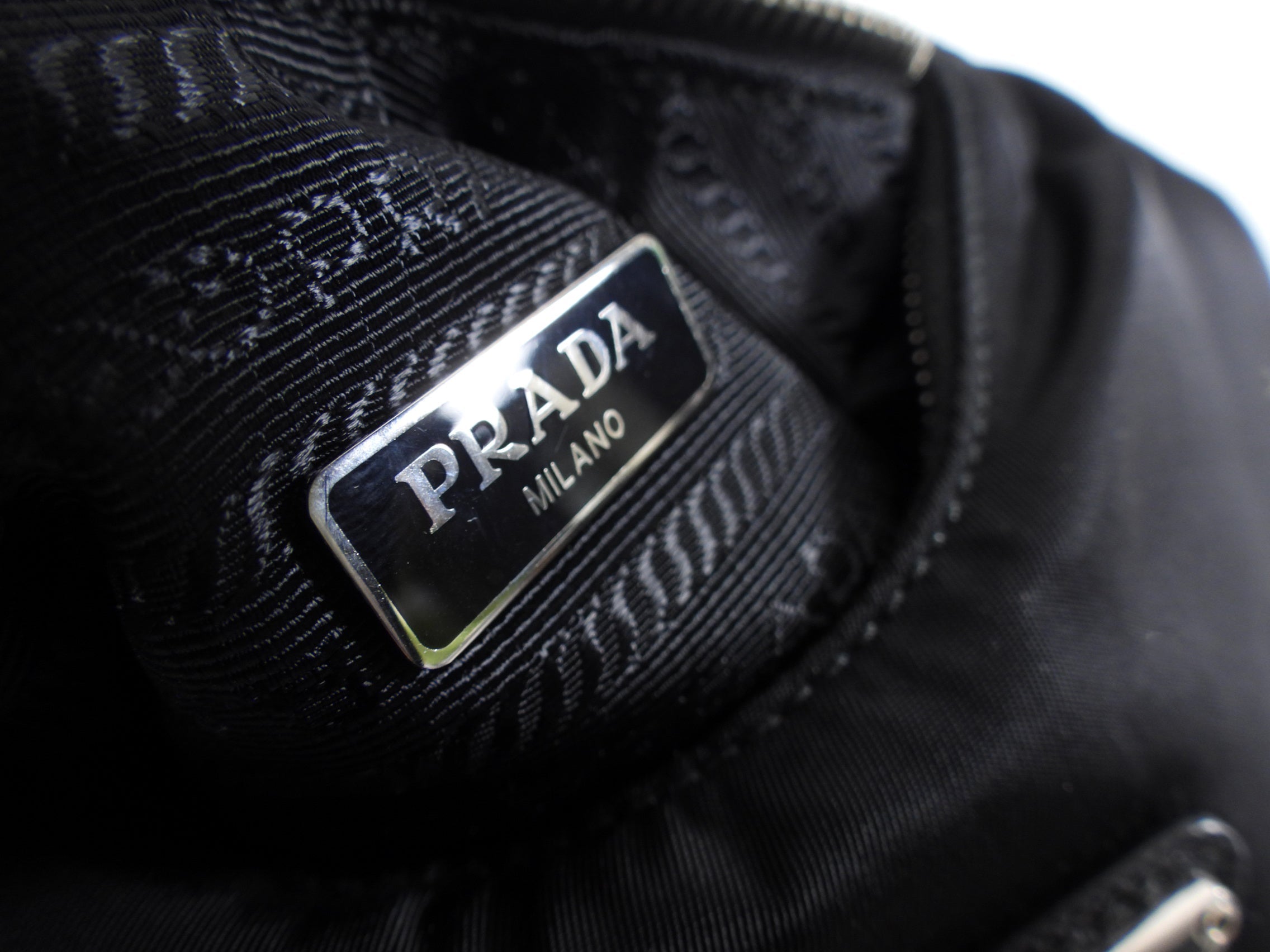 Prada Black Nylon Re-Edition 2006 Chain Hobo Bag