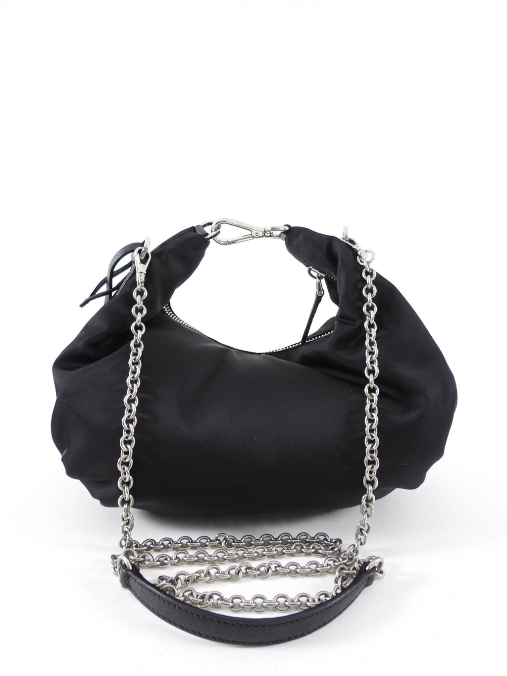 Prada Black Nylon Re-Edition 2006 Chain Hobo Bag