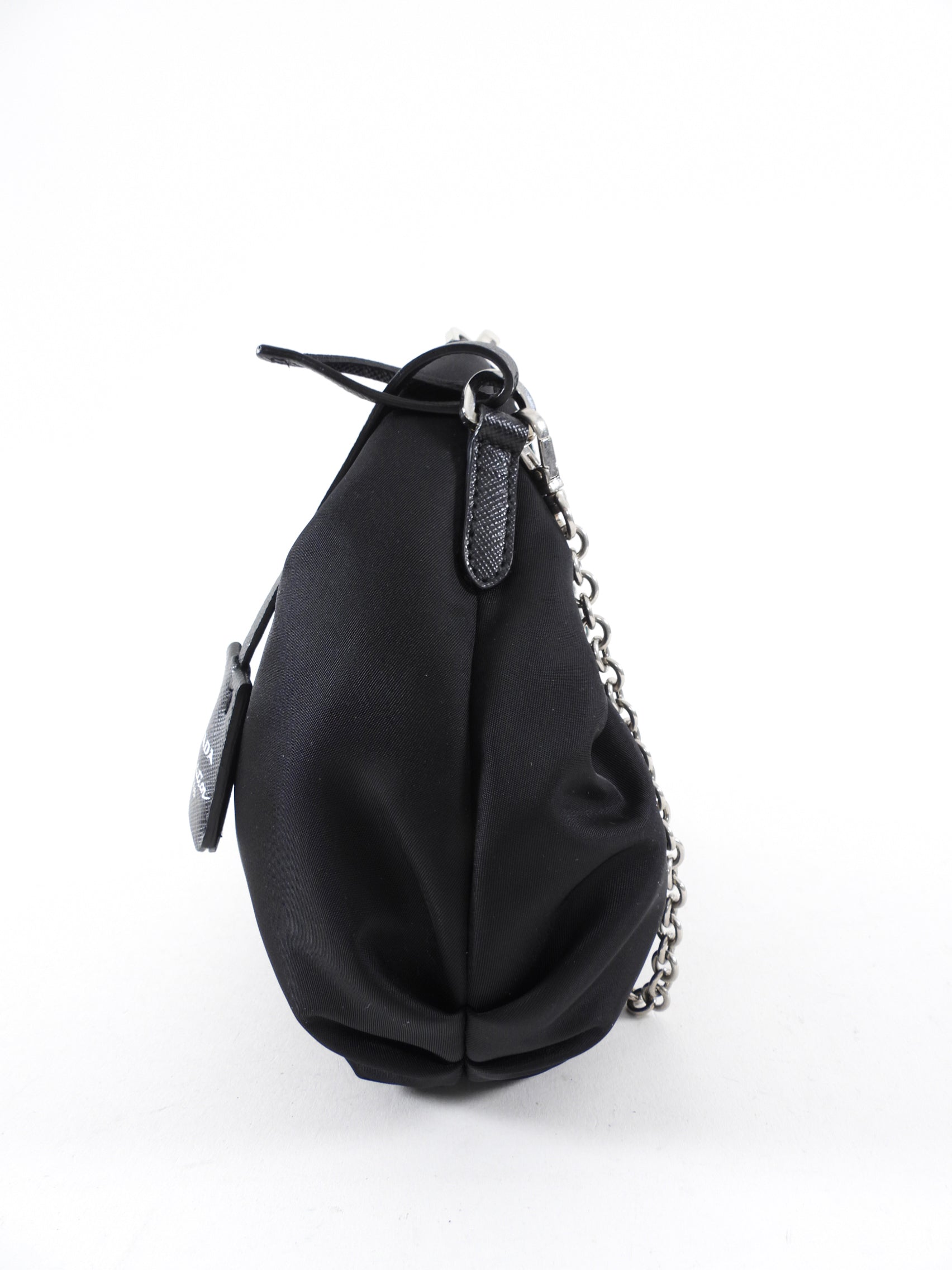 Prada Black Nylon Re-Edition 2006 Chain Hobo Bag
