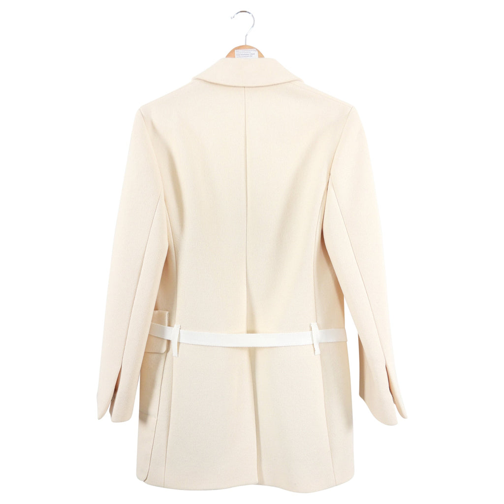 Prada Ivory Wool Short Coat with Belt Detail -  IT42 / USA S