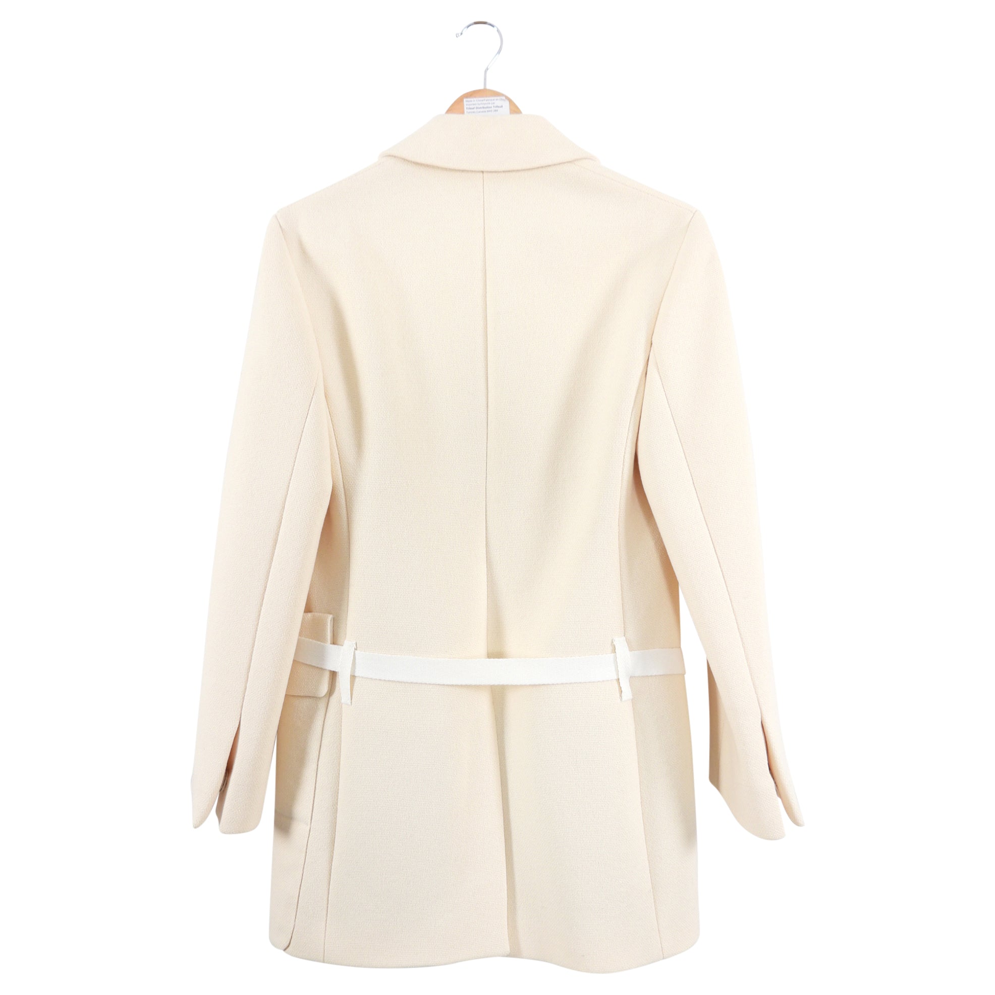 Prada Ivory Wool Short Coat with Belt Detail -  IT42 / USA S
