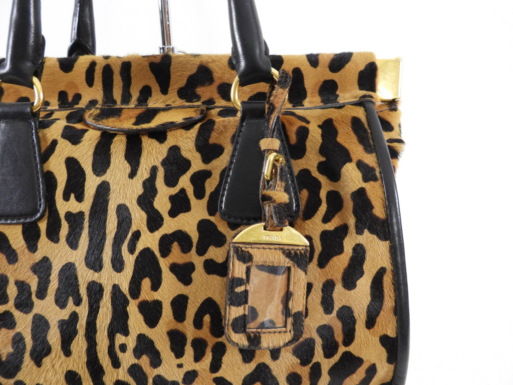 Prada Leopard Calf Borsa Cerniera Tote Bag