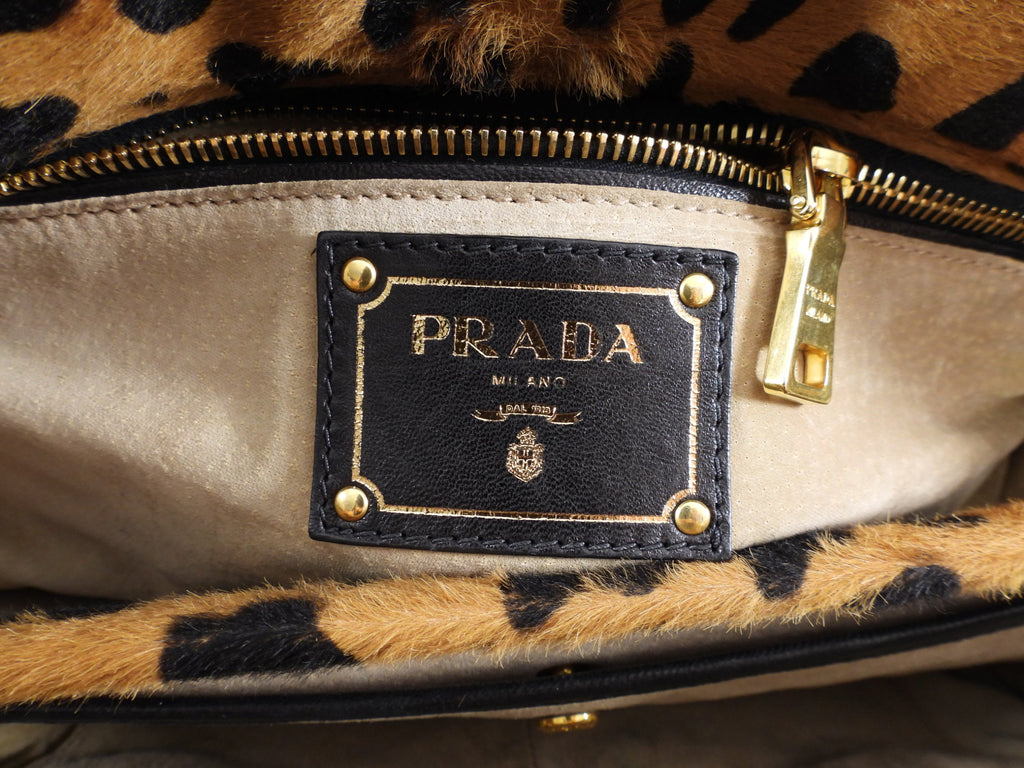 Prada Leopard Calf Borsa Cerniera Tote Bag