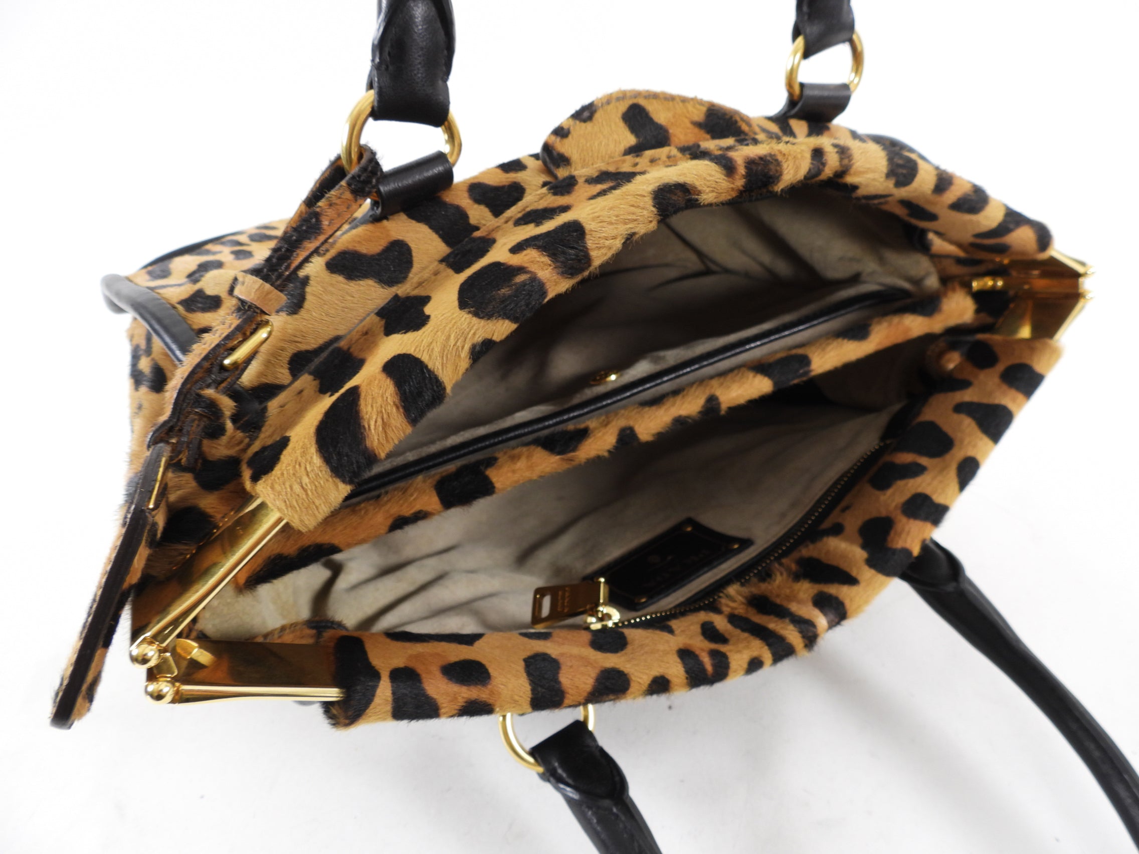 Prada Leopard Calf Borsa Cerniera Tote Bag