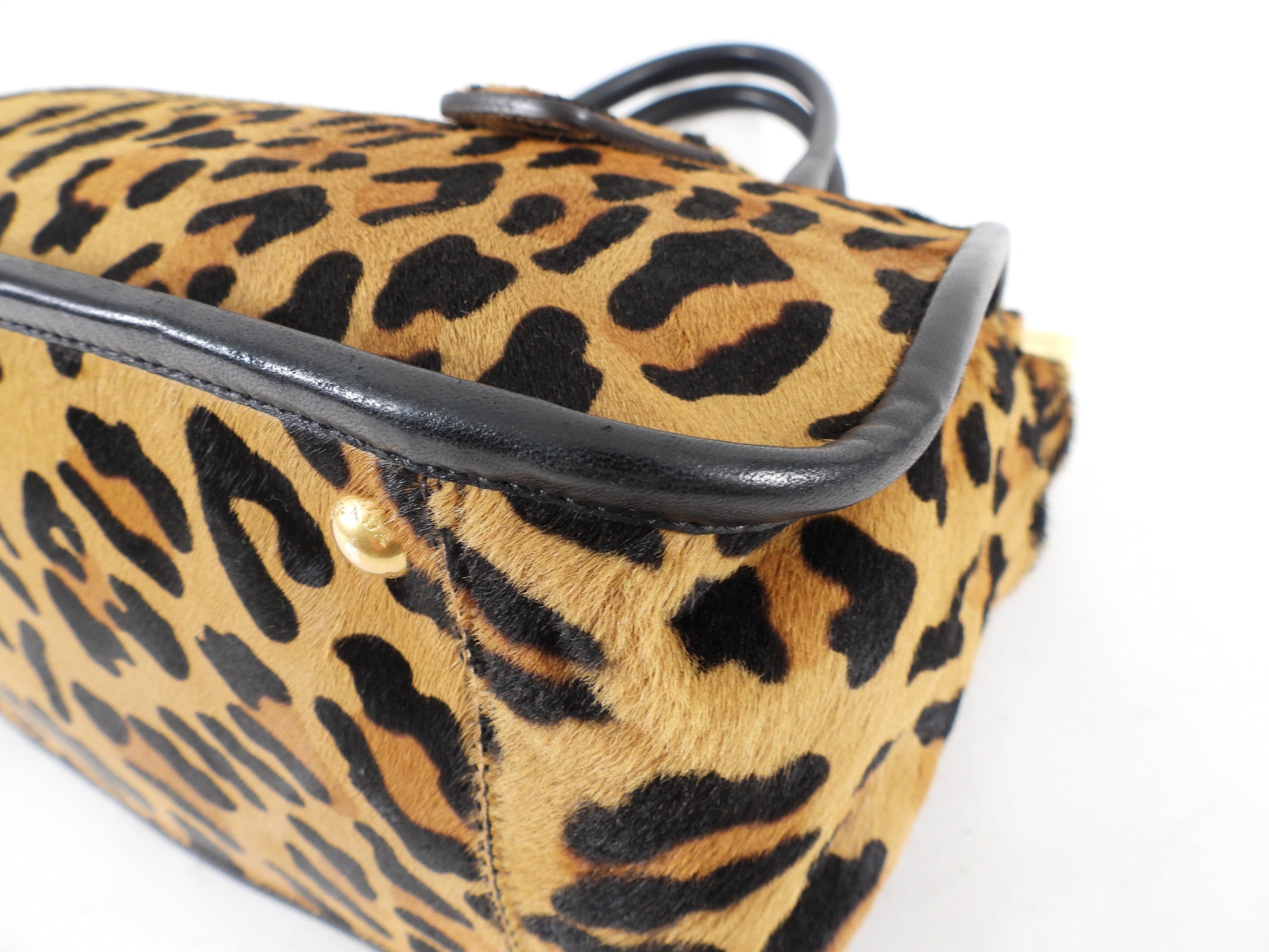 Prada Leopard Calf Borsa Cerniera Tote Bag