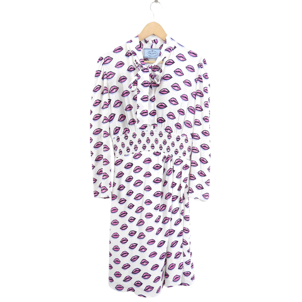 Prada Pink and White Lips Shirt Dress - 42 / 6