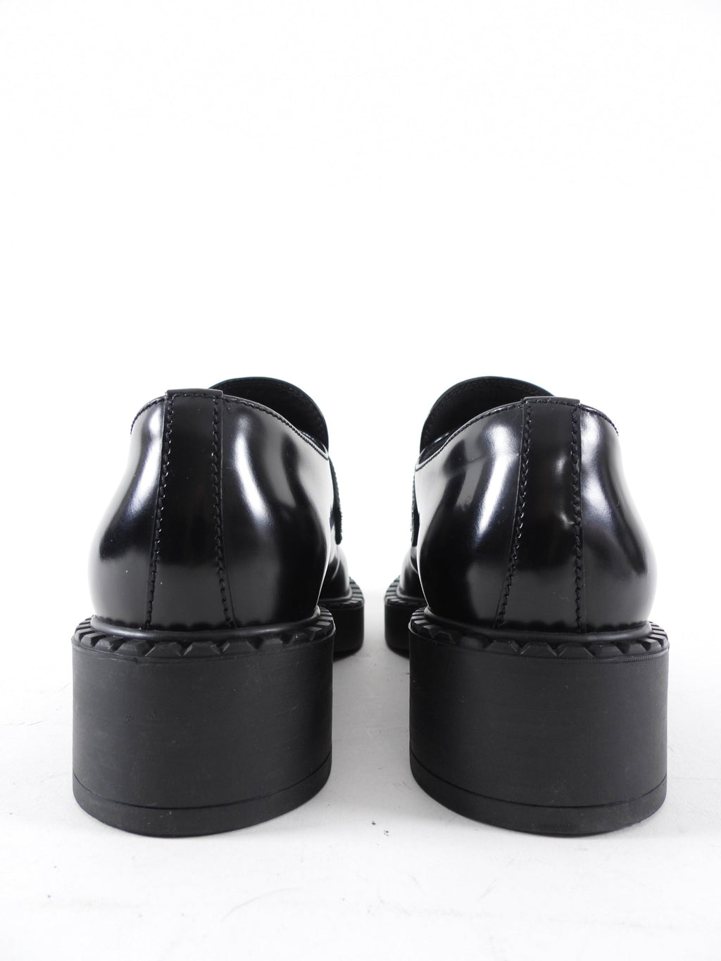 Prada Black Brushed Leather Loafers - 36 / 36.5
