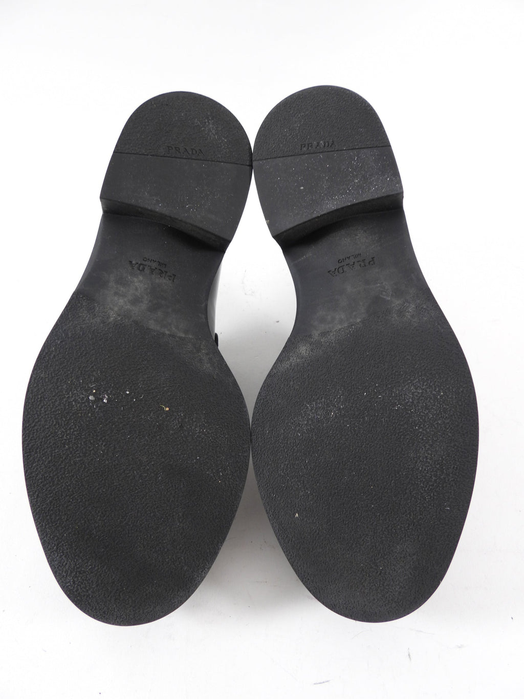 Prada Black Brushed Leather Loafers - 36 / 36.5