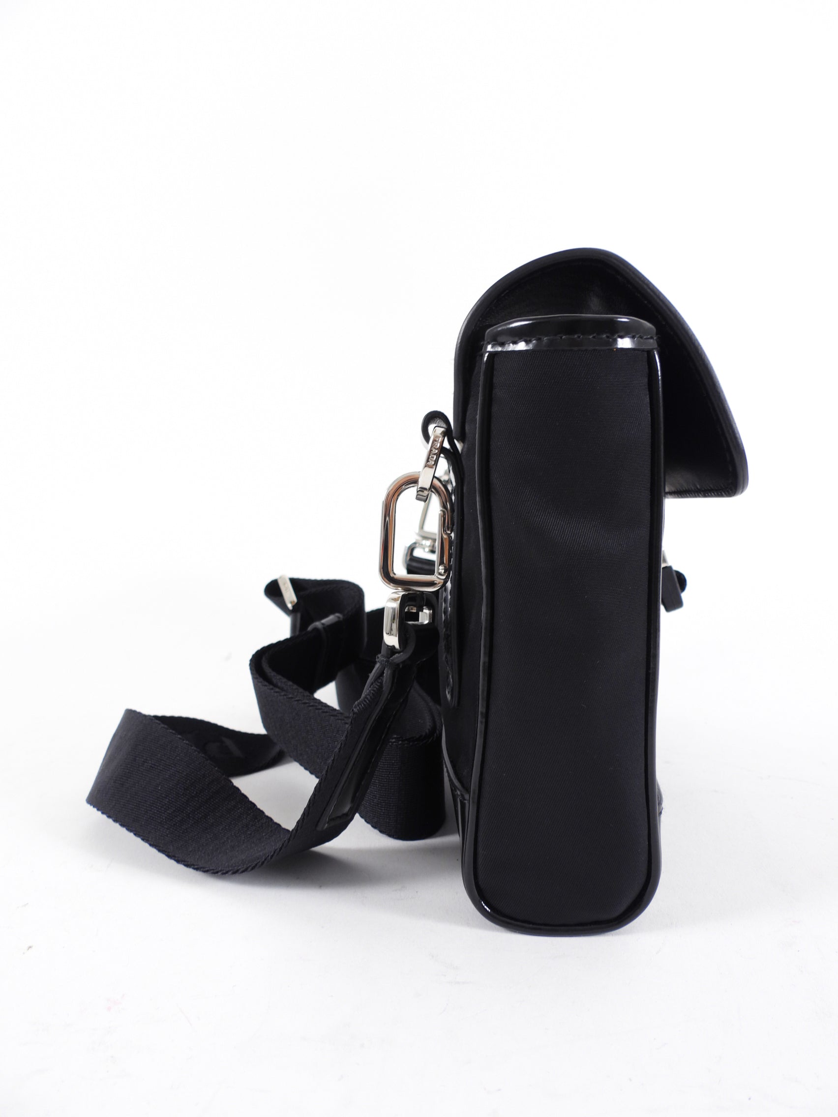 Prada 2023 Black Nylon and Leather Small Crossbody Bag