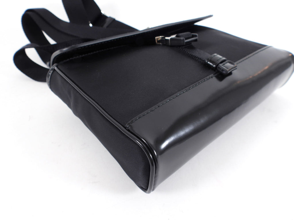 Prada 2023 Black Nylon and Leather Small Crossbody Bag