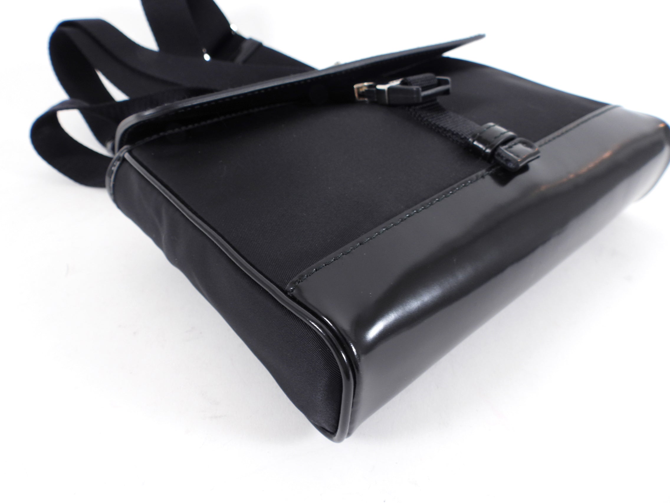 Prada 2023 Black Nylon and Leather Small Crossbody Bag