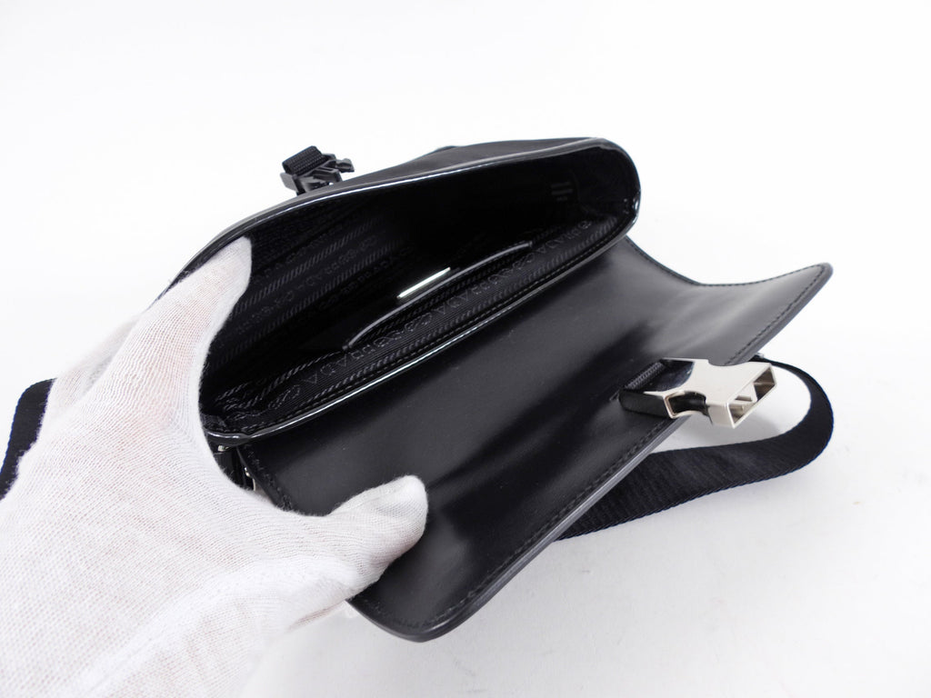 Prada 2023 Black Nylon and Leather Small Crossbody Bag