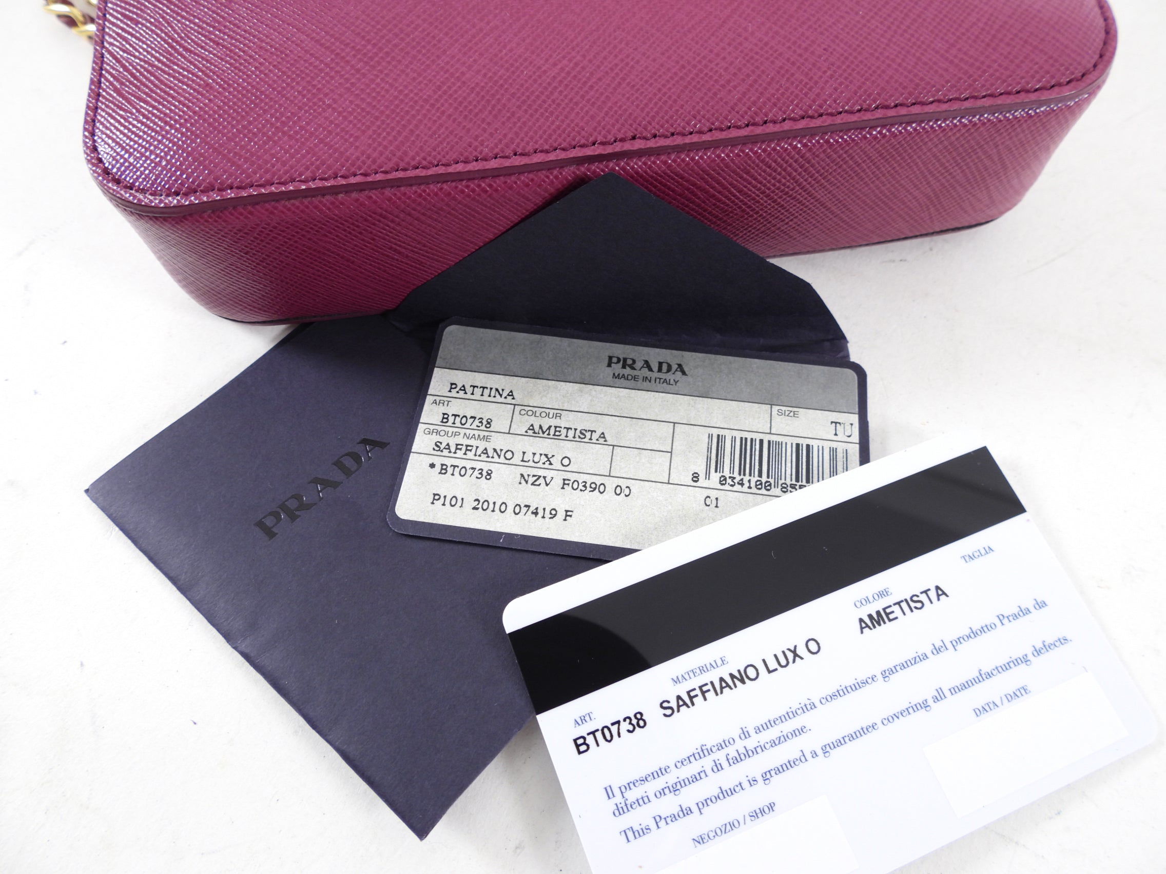 Prada Magenta Saffiano Leather Mini Chain Crossbody Bag