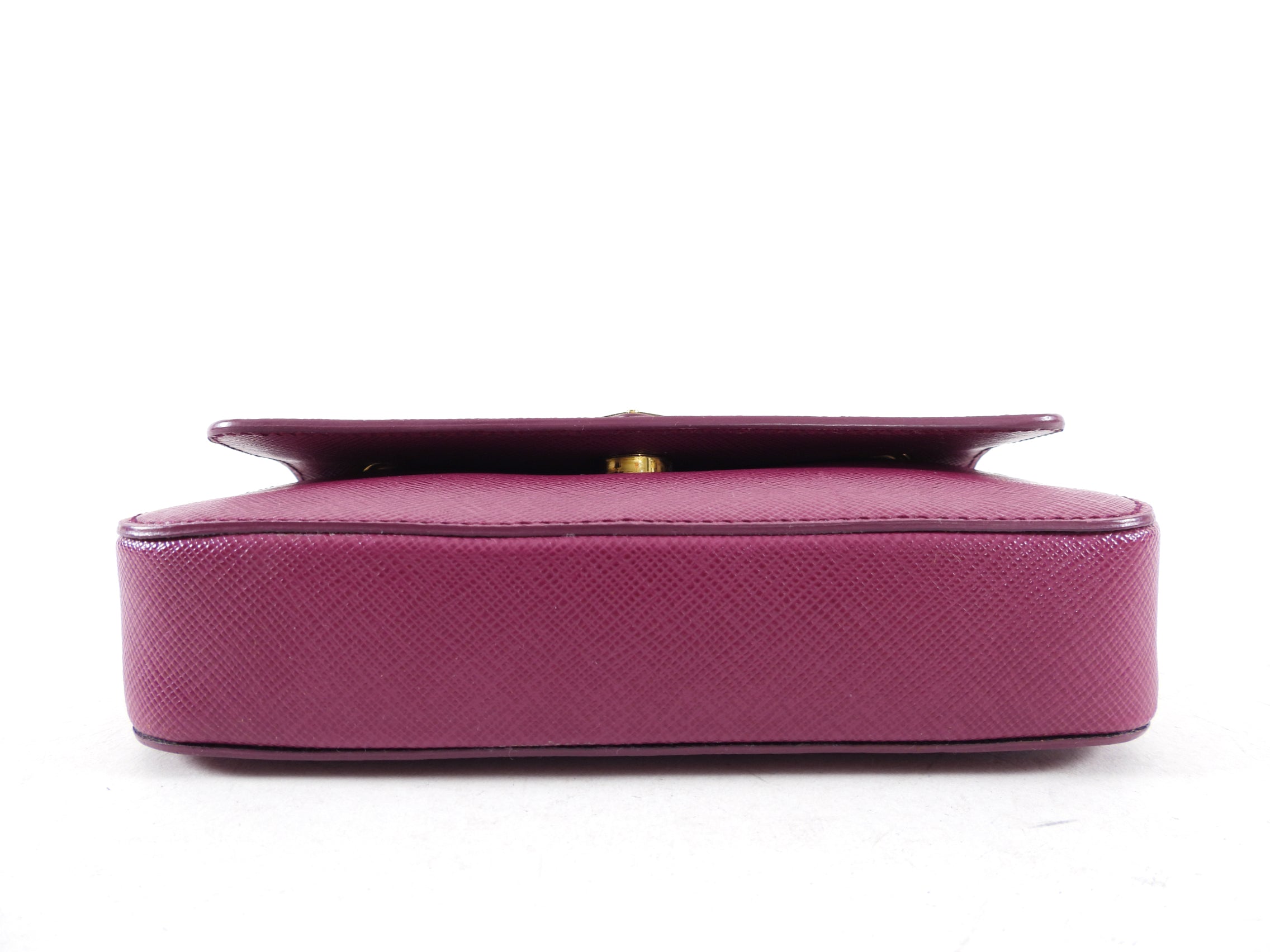 Prada Magenta Saffiano Leather Mini Chain Crossbody Bag