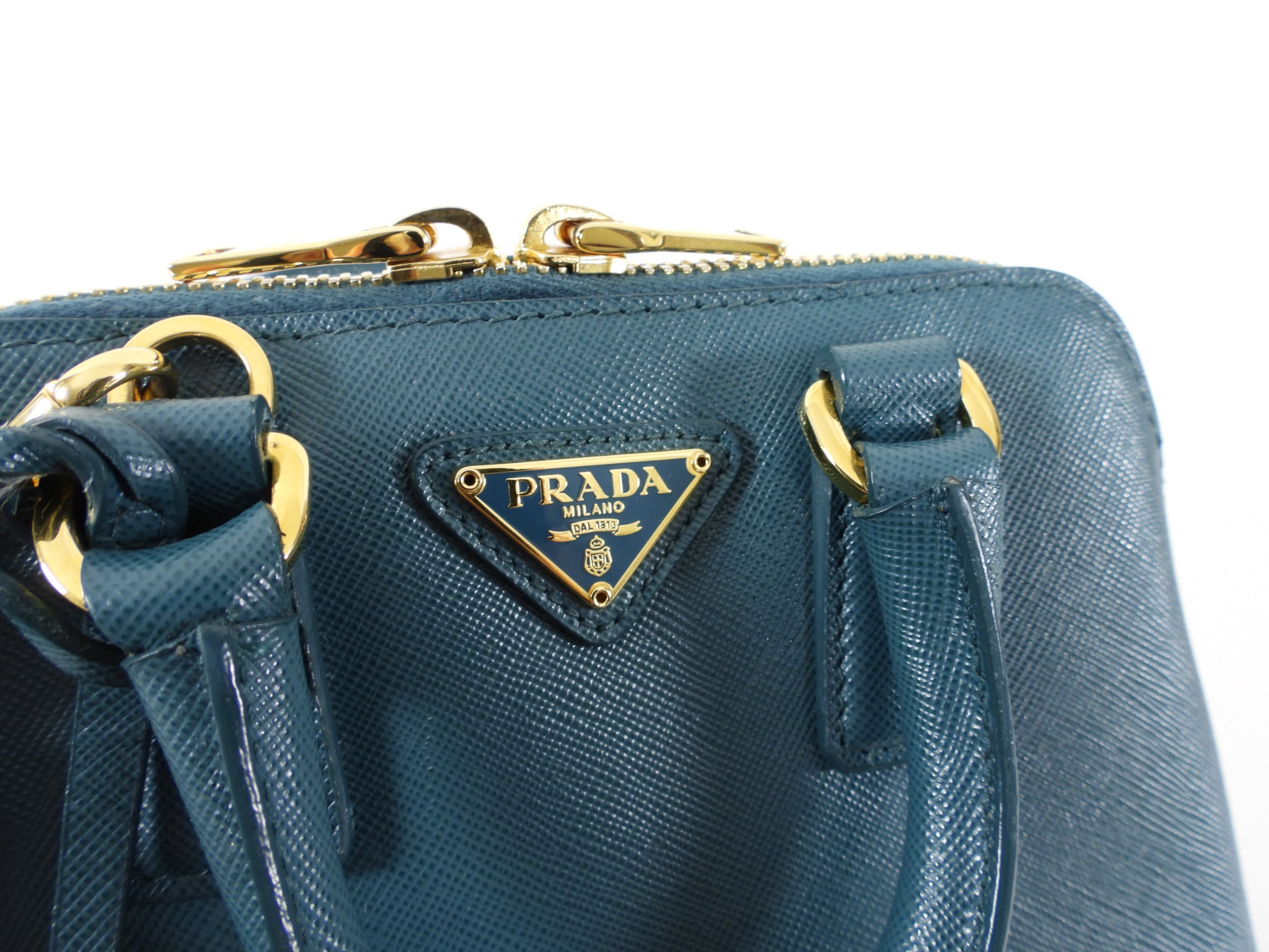 Prada Mini Promenade Teal Saffiano Leather Crossbody Bag