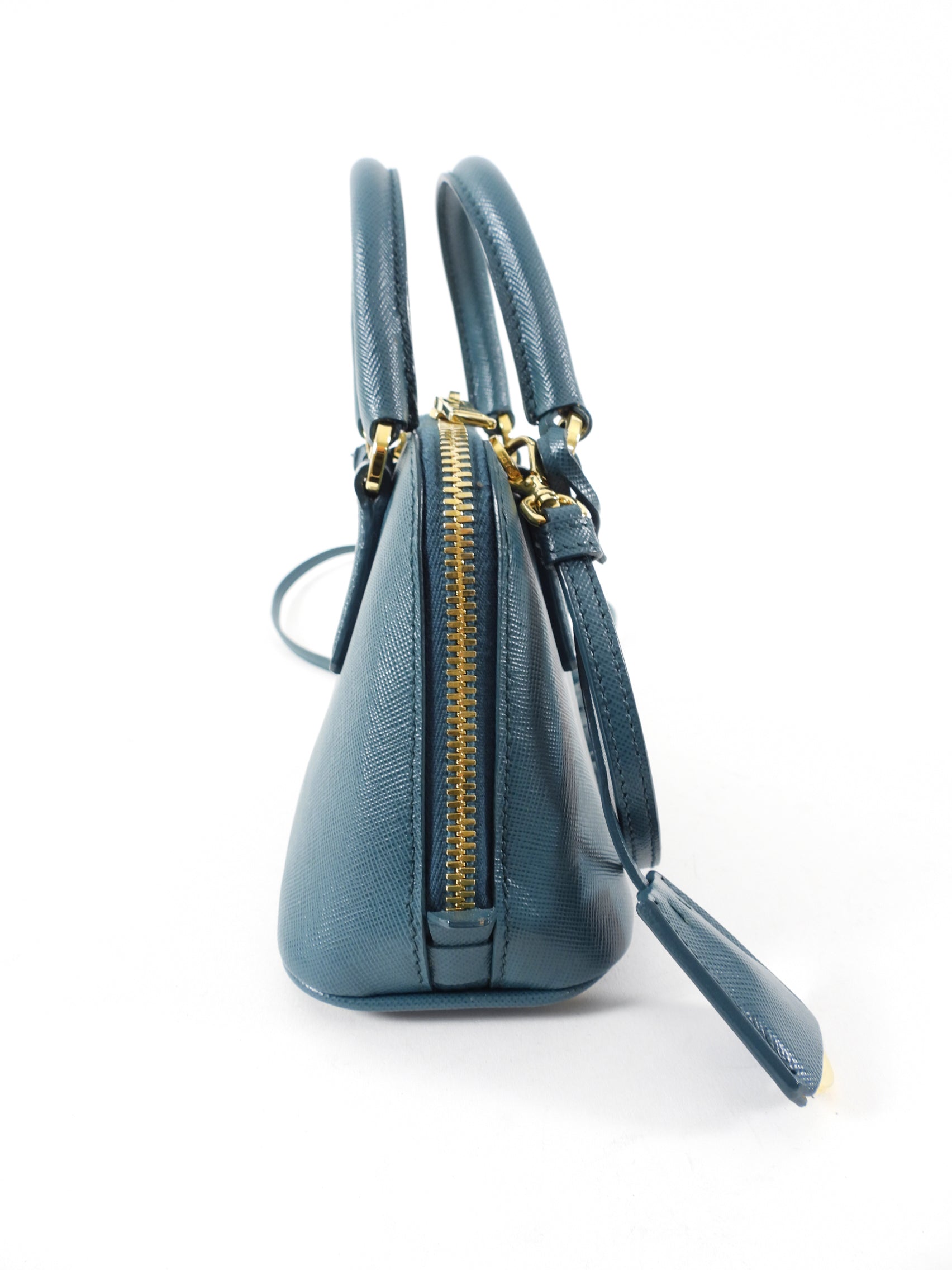 Prada Mini Promenade Teal Saffiano Leather Crossbody Bag