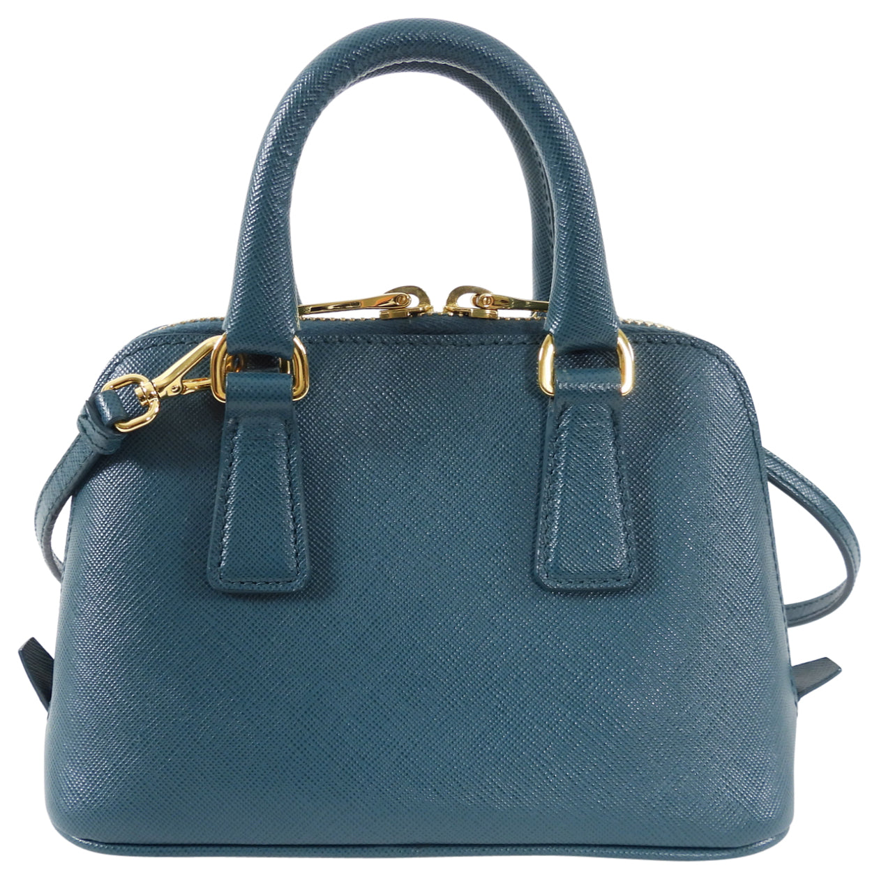 Prada Mini Promenade Teal Saffiano Leather Crossbody Bag