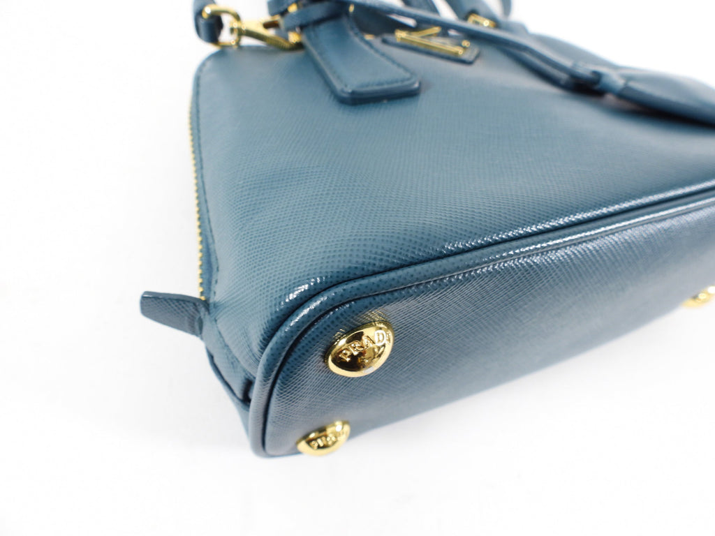 Prada Mini Promenade Teal Saffiano Leather Crossbody Bag