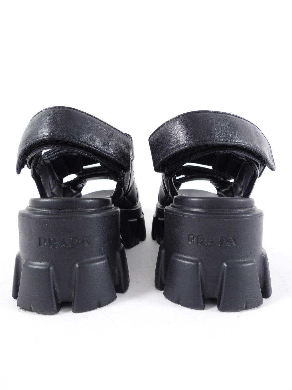 Prada Quilted Leather Monolith Platform Sandals - 38