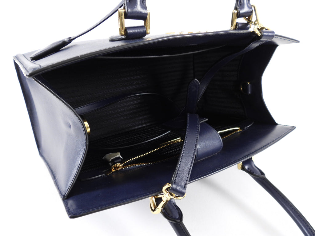 Prada Navy Saffiano Medium Two Way Bag