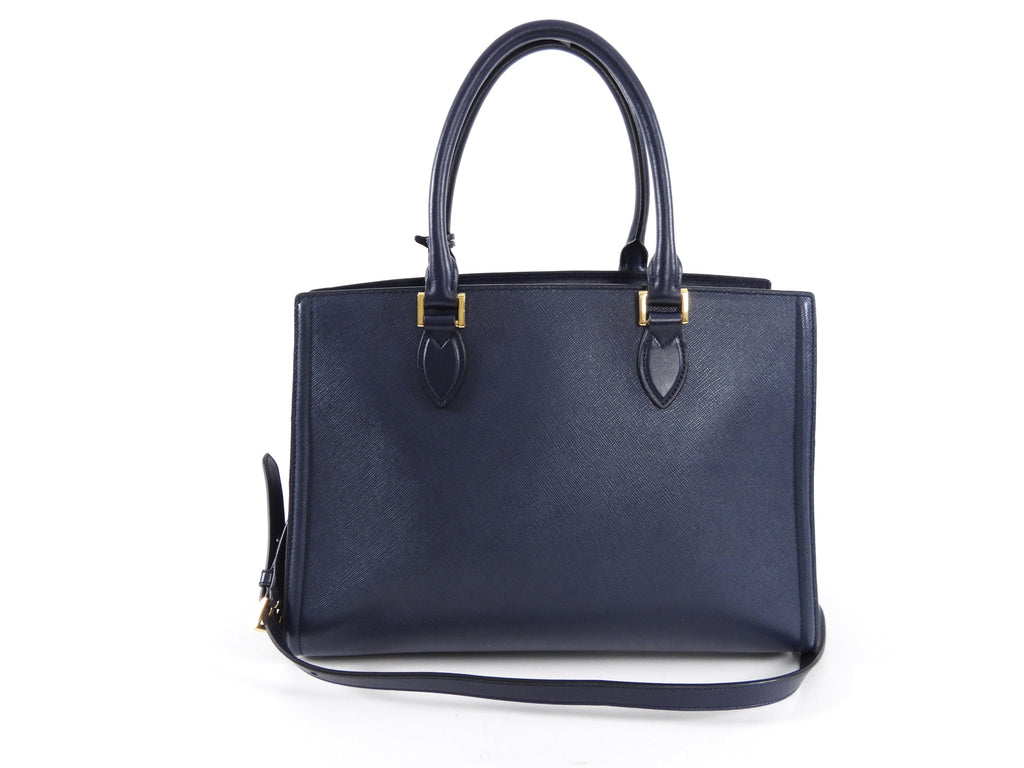 Prada Navy Saffiano Medium Two Way Bag