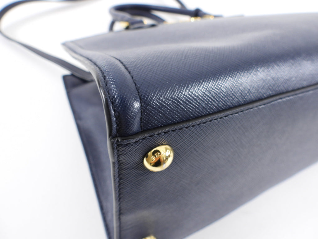 Prada Navy Saffiano Medium Two Way Bag