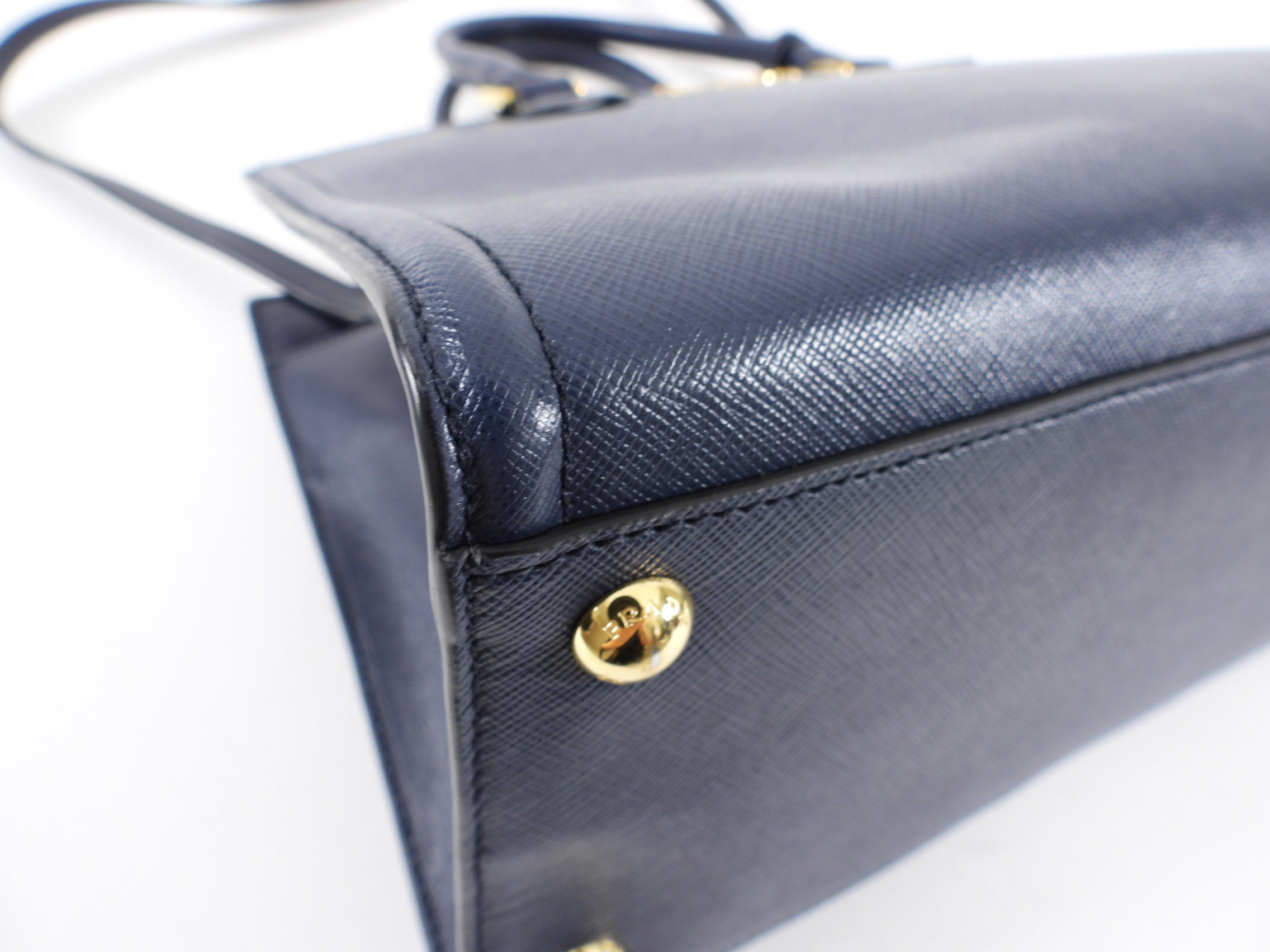 Prada Navy Saffiano Medium Two Way Bag