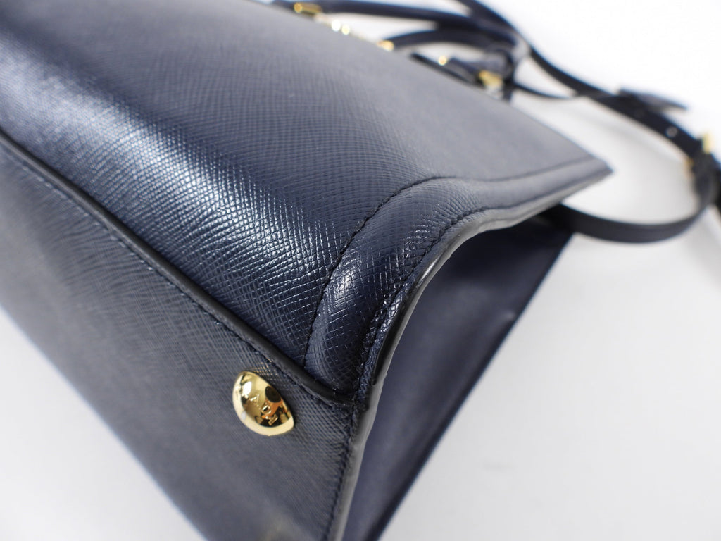 Prada Navy Saffiano Medium Two Way Bag