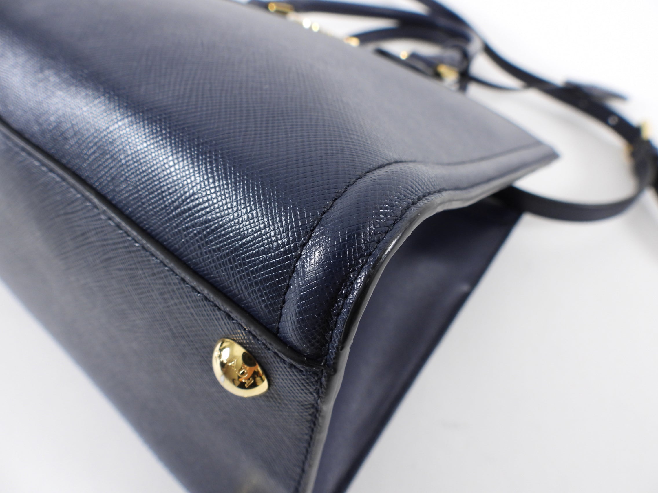 Prada Navy Saffiano Medium Two Way Bag