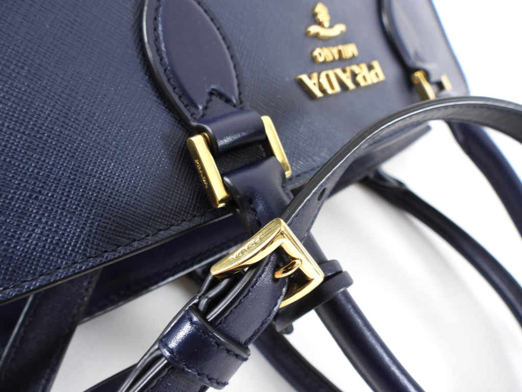 Prada Navy Saffiano Medium Two Way Bag