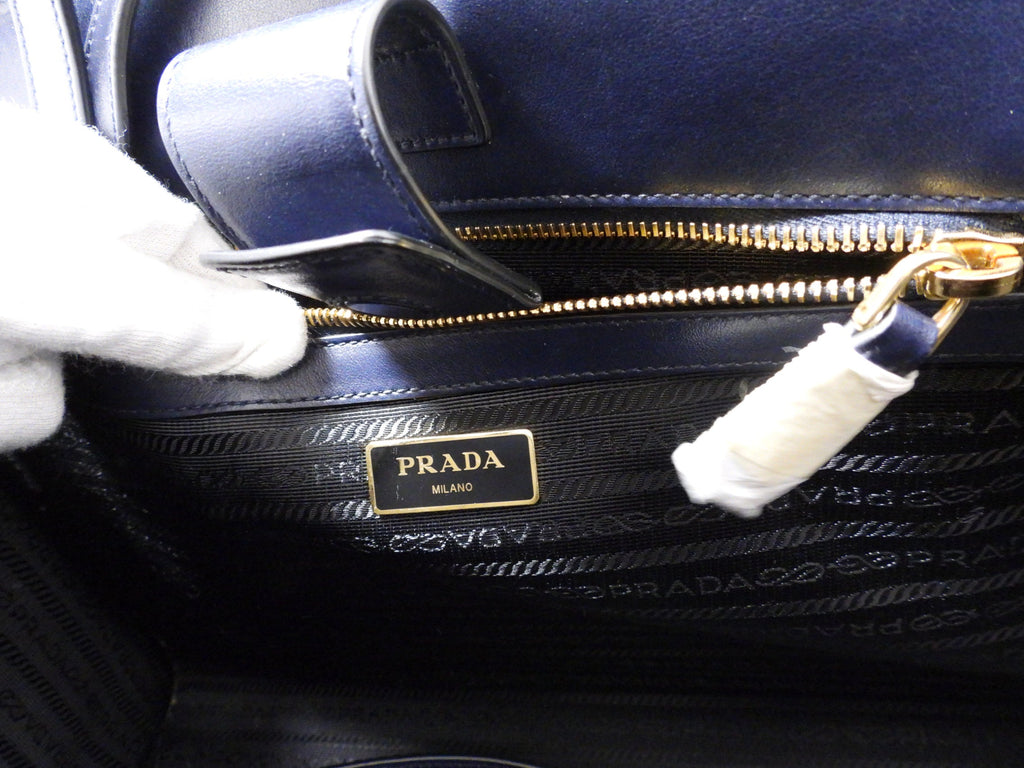 Prada Navy Saffiano Medium Two Way Bag