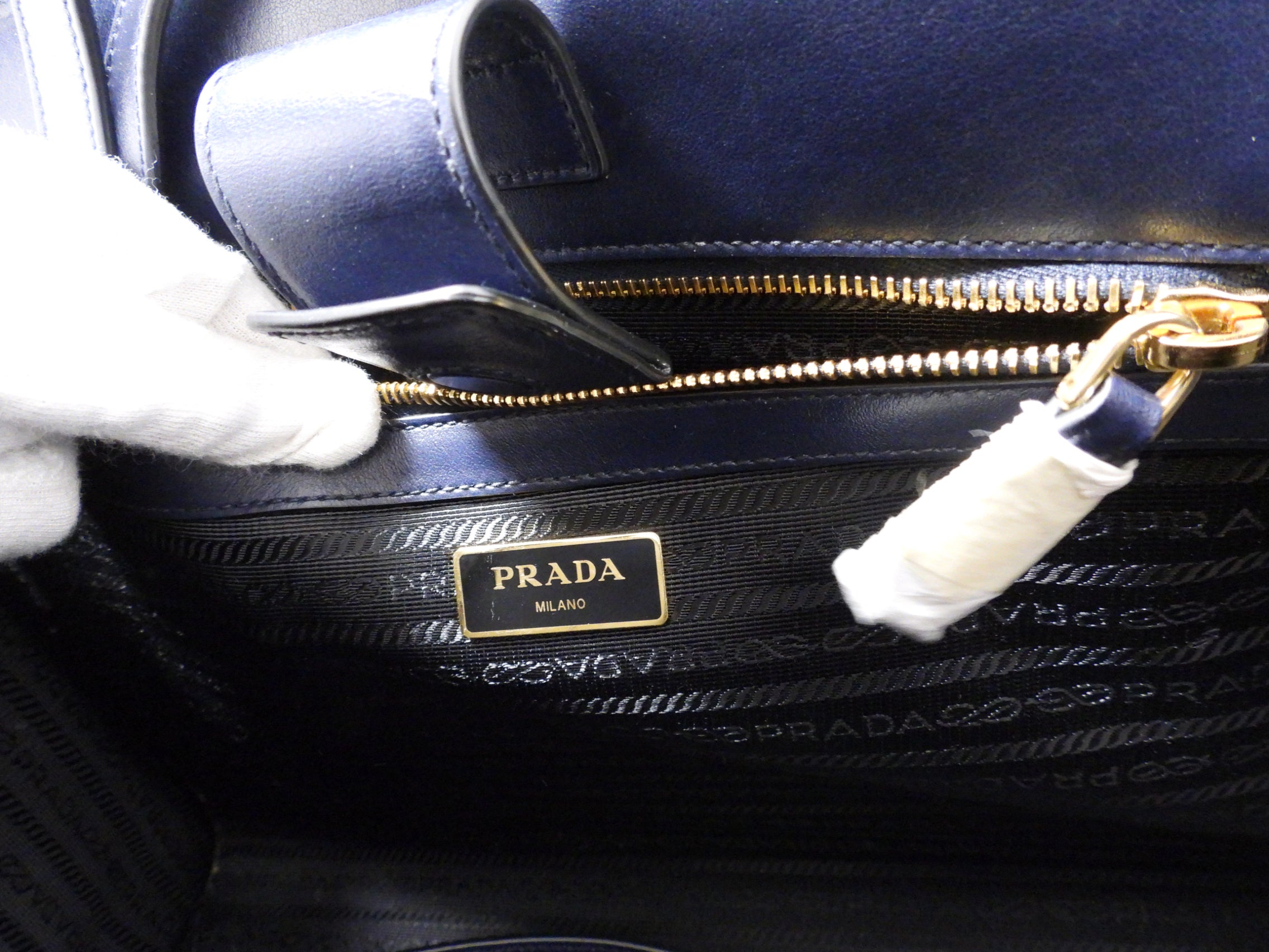 Prada Navy Saffiano Medium Two Way Bag