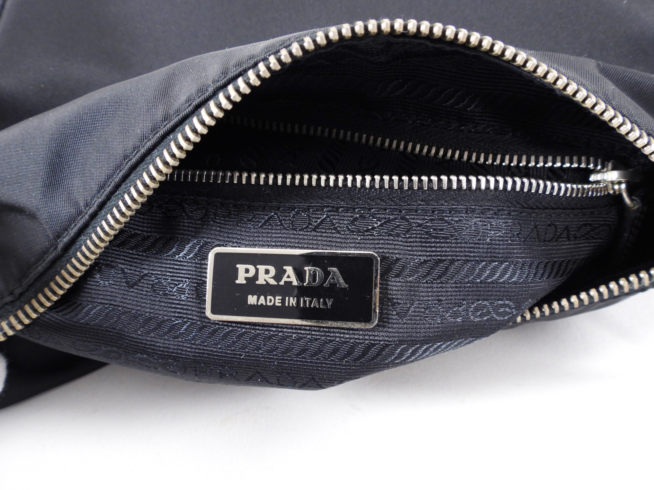 Prada Black Tessuto Nylon Small Baguette Shoulder Bag