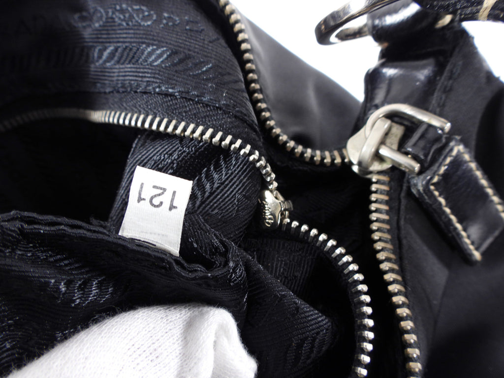 Prada Black Tessuto Nylon Small Baguette Shoulder Bag