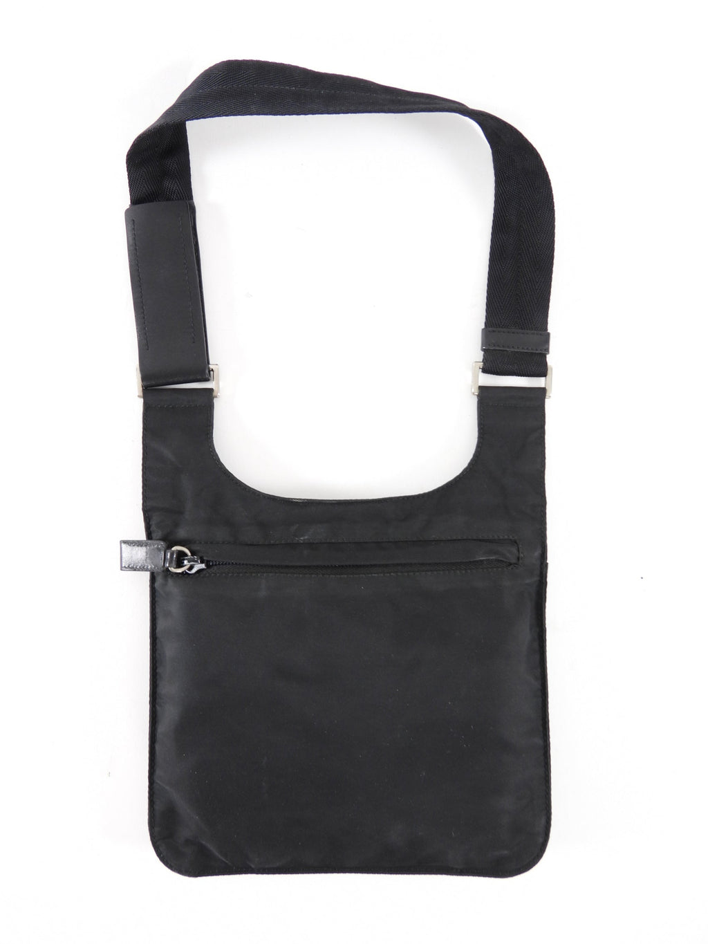 Prada Small Vintage Black Tessuto Nylon Flat Shoulder Bag