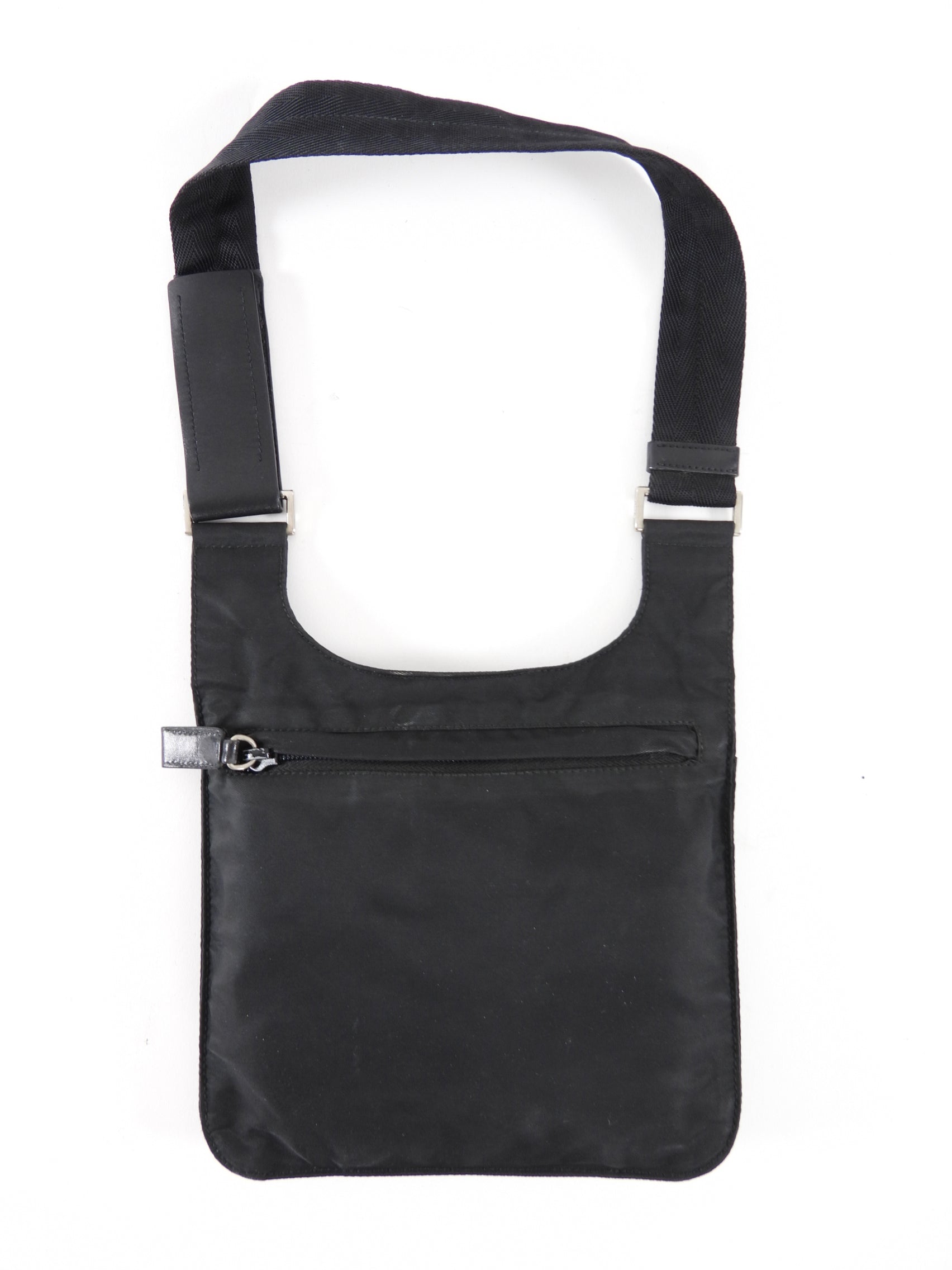 Prada Small Vintage Black Tessuto Nylon Flat Shoulder Bag