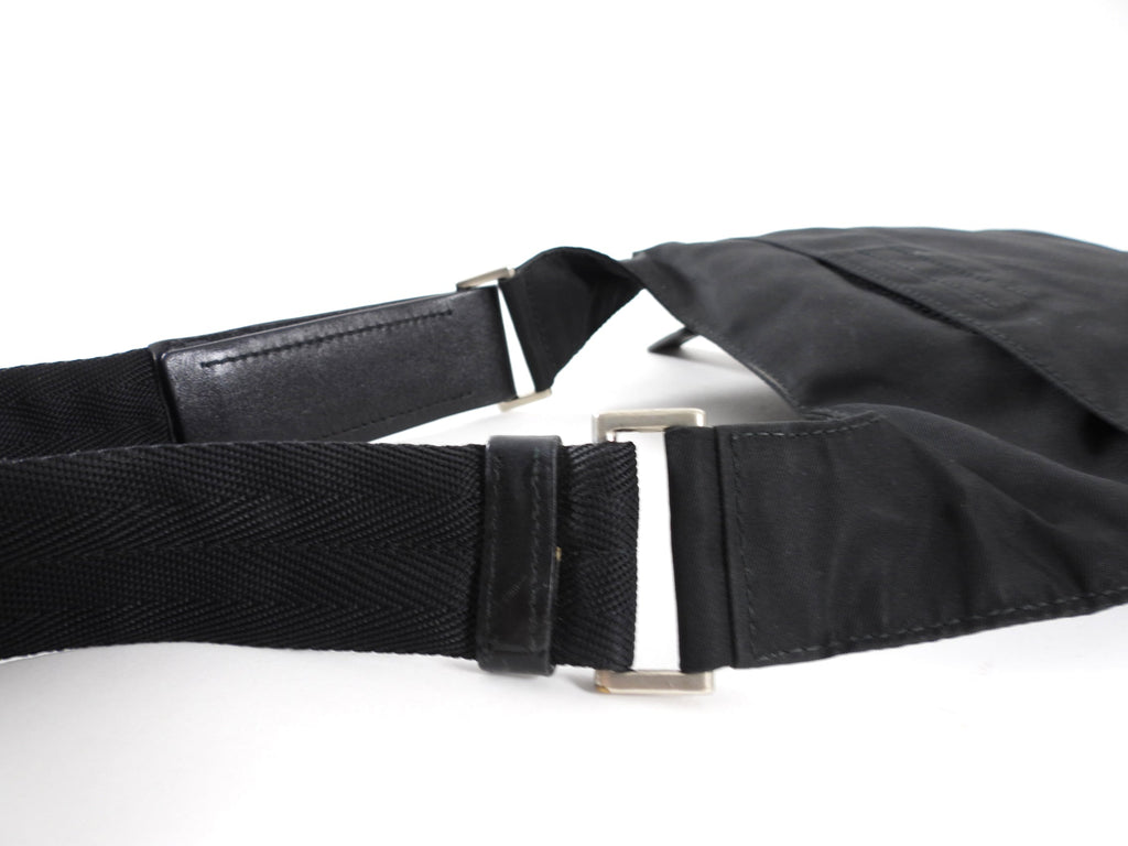 Prada Small Vintage Black Tessuto Nylon Flat Shoulder Bag