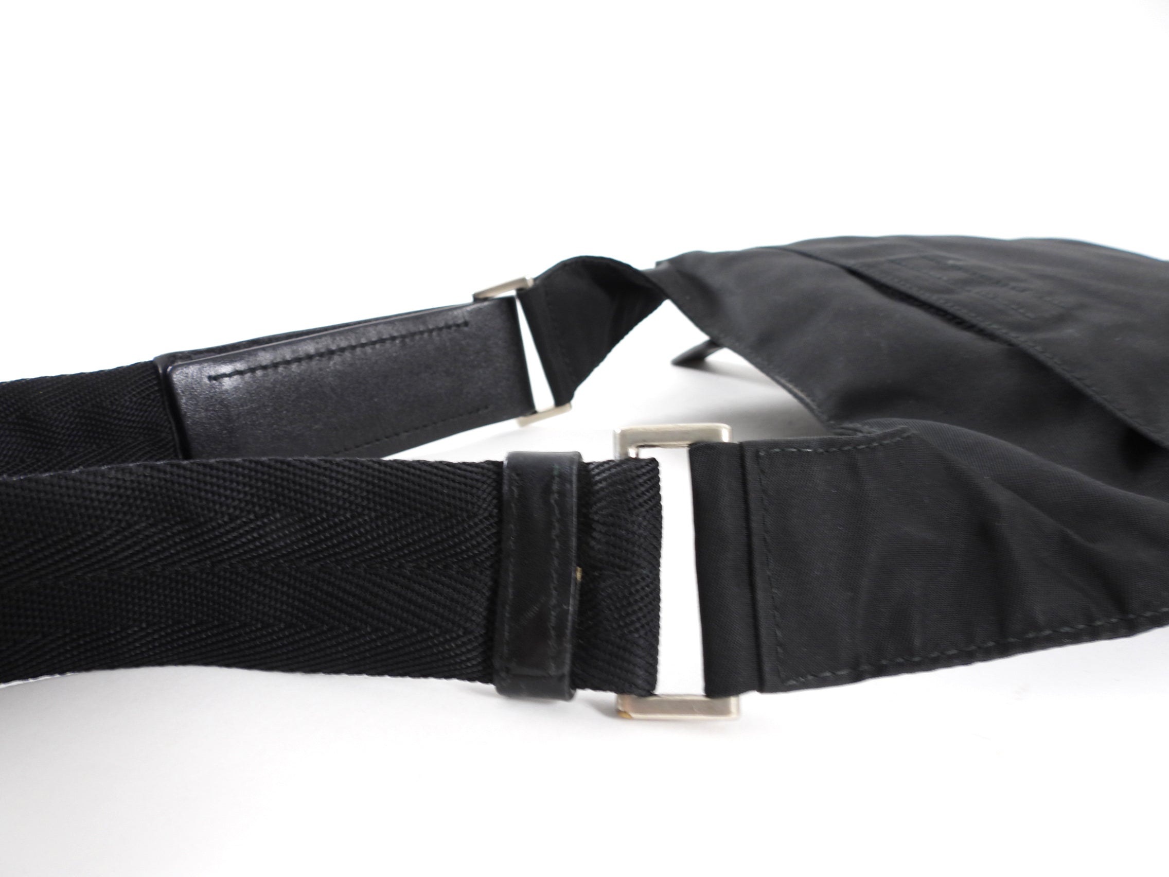 Prada Small Vintage Black Tessuto Nylon Flat Shoulder Bag