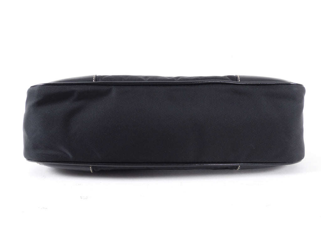 Prada Black Tessuto Nylon Small Baguette Shoulder Bag