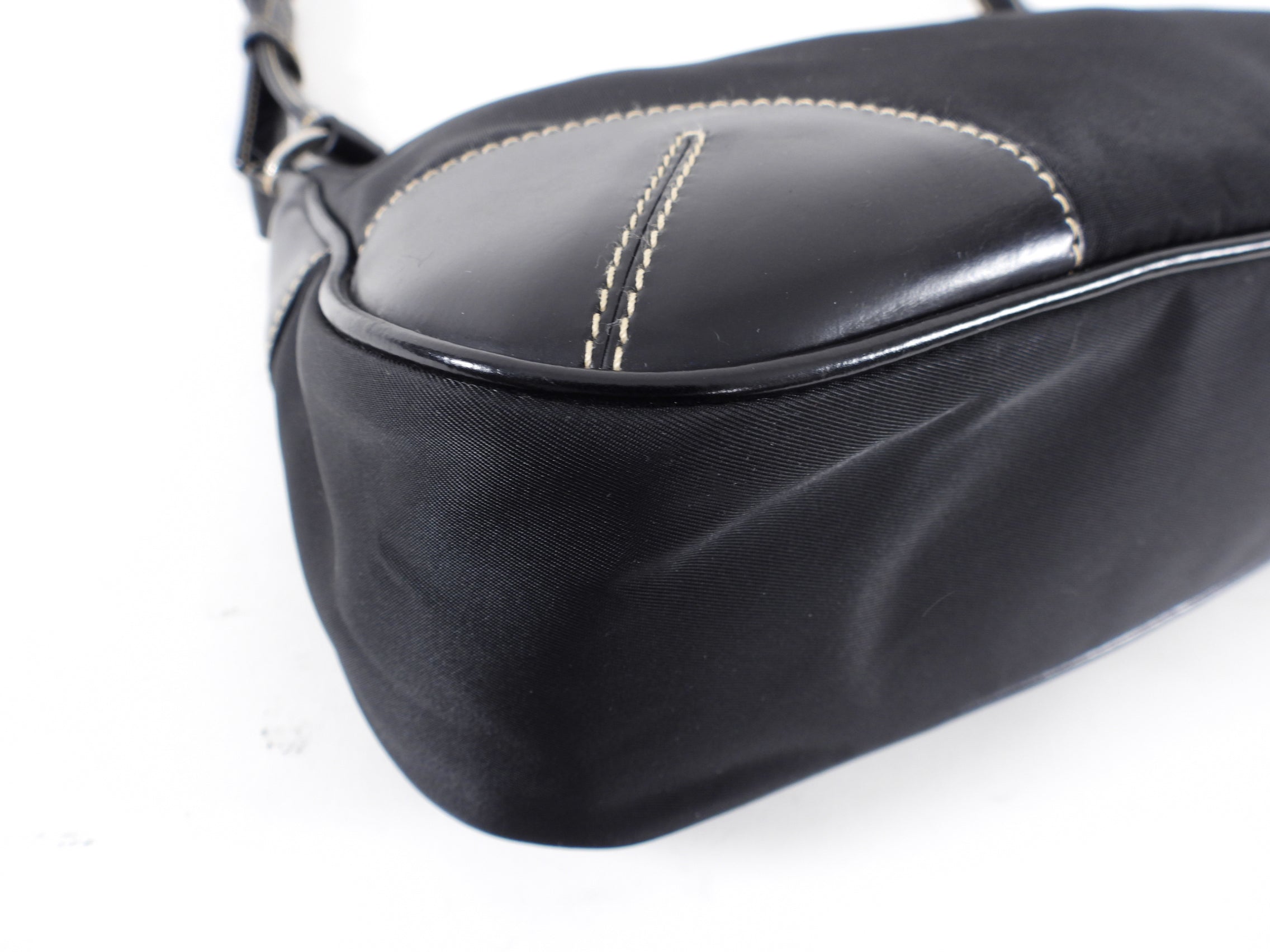 Prada Black Tessuto Nylon Small Baguette Shoulder Bag