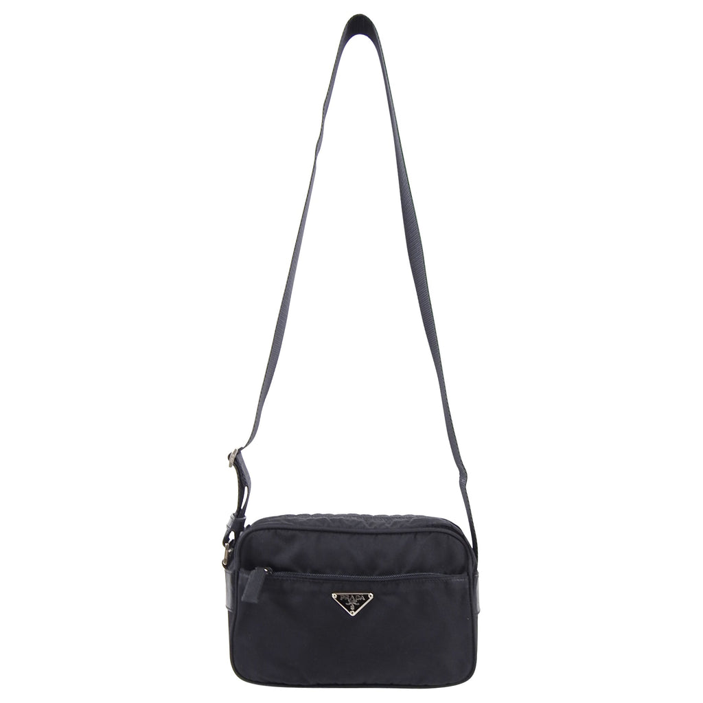 Prada Vintage Black Tessuto Nylon Messenger Bag