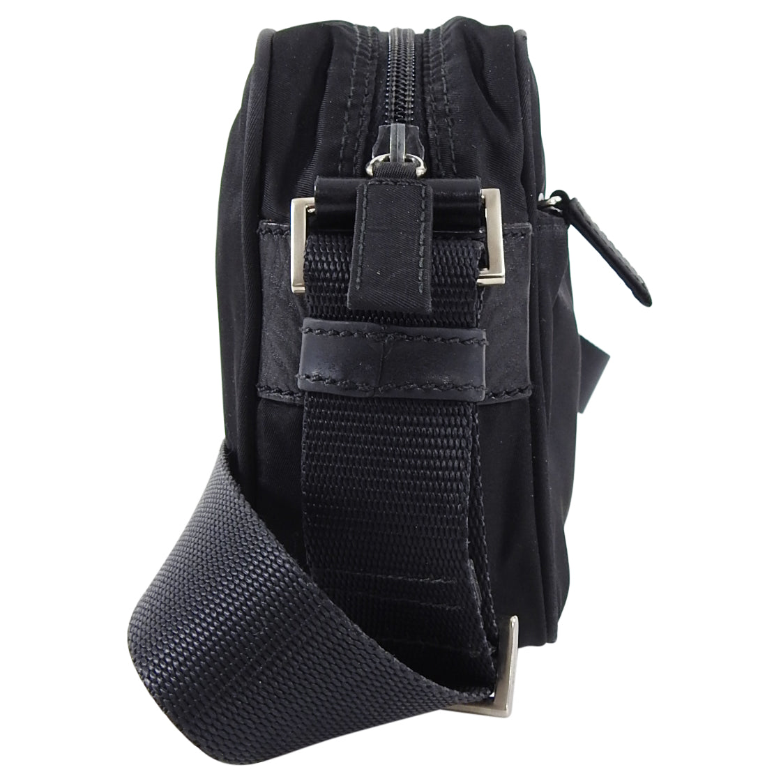 Prada Vintage Black Tessuto Nylon Messenger Bag